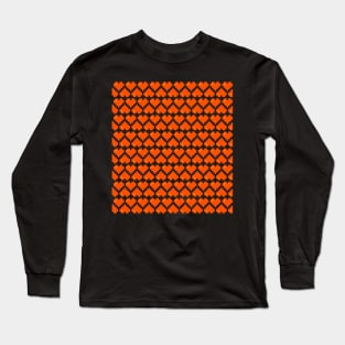 Seamless Pattern of Orange Pixel Hearts Long Sleeve T-Shirt